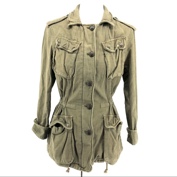 Free People Olive Green Not Your Brothers Cargo Style Jacket Coat - Picture 2 of 12